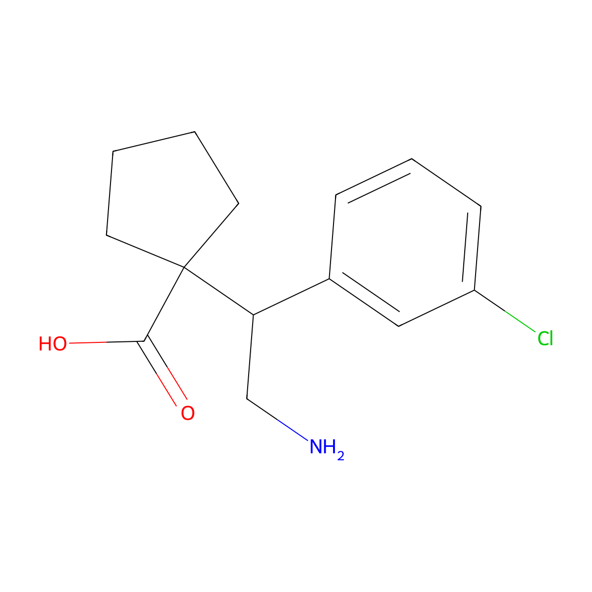 1-[2-Amino-1-(3-chlorophenyl)ethyl]cyclopentane-1-carboxylic acid molecular structure, CAS 2060021-31-8