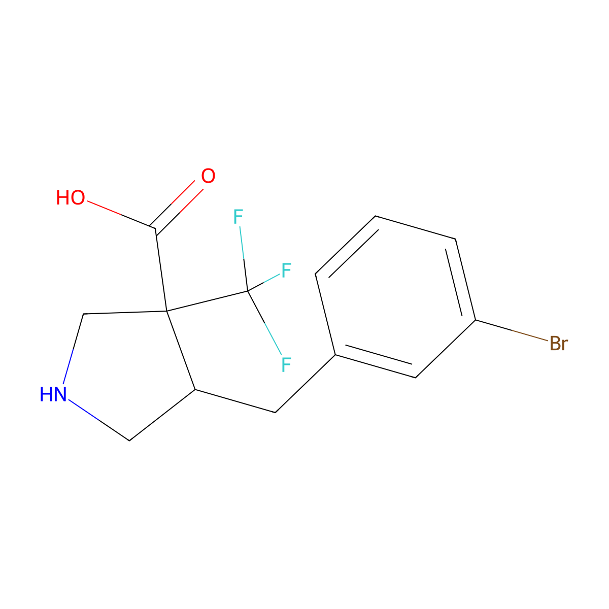 4-[(3-Bromophenyl)methyl]-3-(trifluoromethyl)pyrrolidine-3-carboxylic acid molecular structure, CAS 2060021-33-0