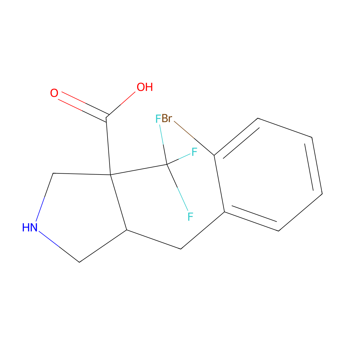 4-[(2-Bromophenyl)methyl]-3-(trifluoromethyl)pyrrolidine-3-carboxylic acid molecular structure, CAS 2060021-40-9
