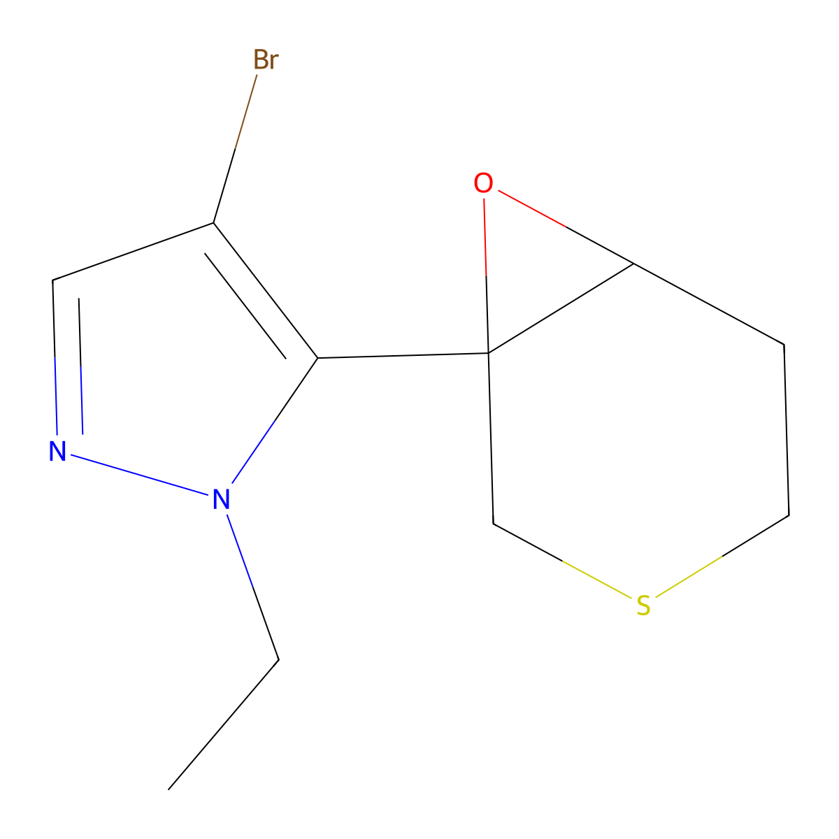 4-Bromo-1-ethyl-5-{7-oxa-3-thiabicyclo[4.1.0]heptan-1-yl}-1H-pyrazole molecular structure, CAS 2060021-46-5