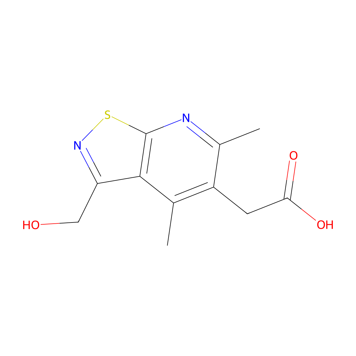 2-[3-(Hydroxymethyl)-4,6-dimethyl-[1,2]thiazolo[5,4-b]pyridin-5-yl]acetic acid molecular structure, CAS 2060021-48-7