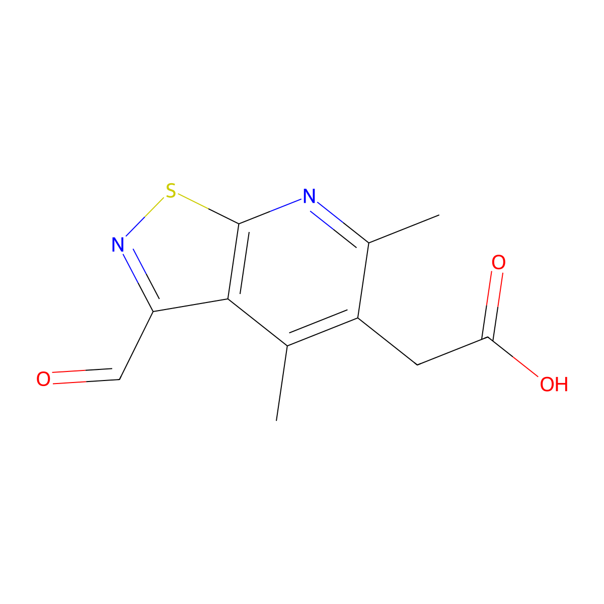 2-{3-Formyl-4,6-dimethyl-[1,2]thiazolo[5,4-b]pyridin-5-yl}acetic acid molecular structure, CAS 2060021-50-1