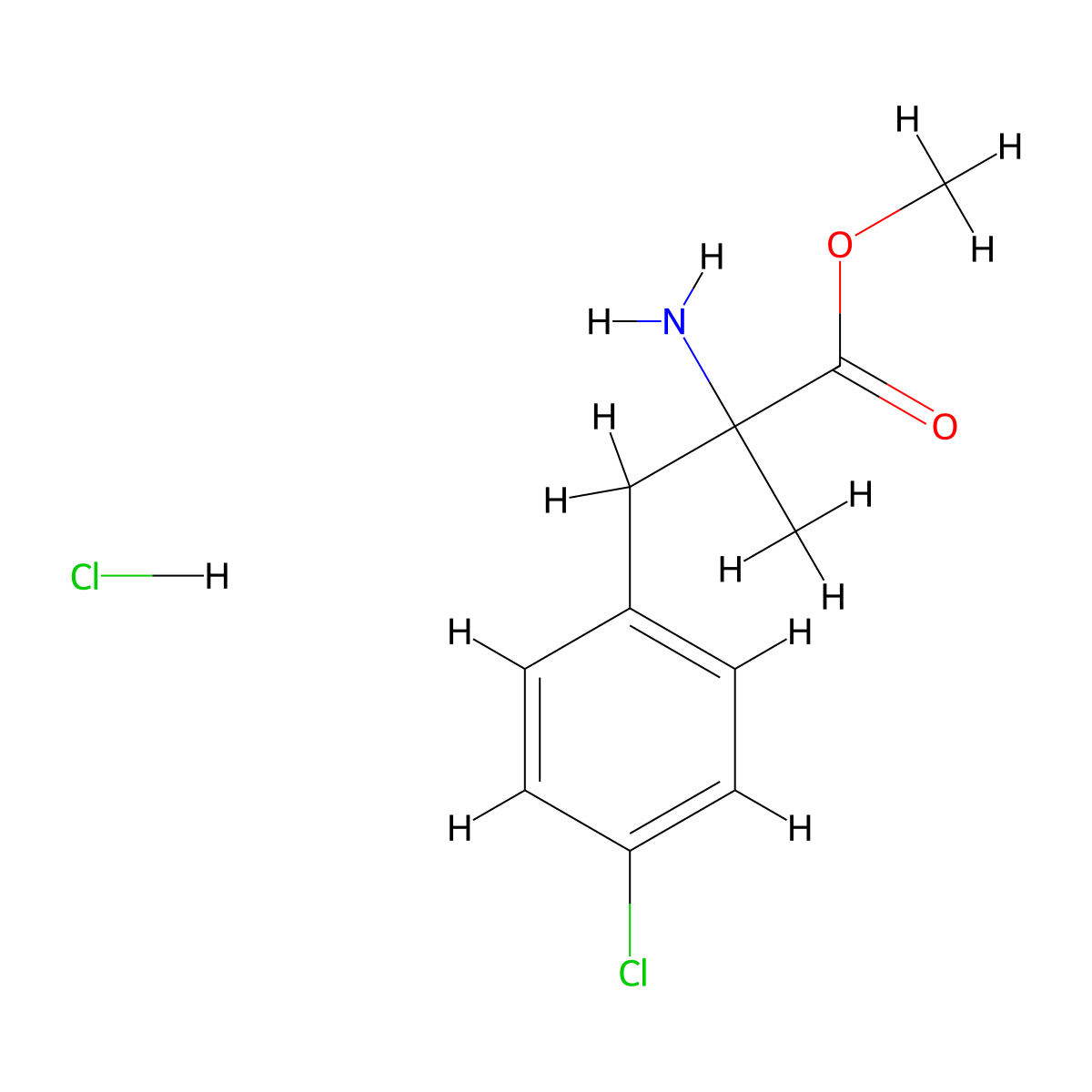 Methyl 2-amino-3-(4-chlorophenyl)-2-methylpropanoate hydrochloride molecular structure, CAS 2060021-52-3