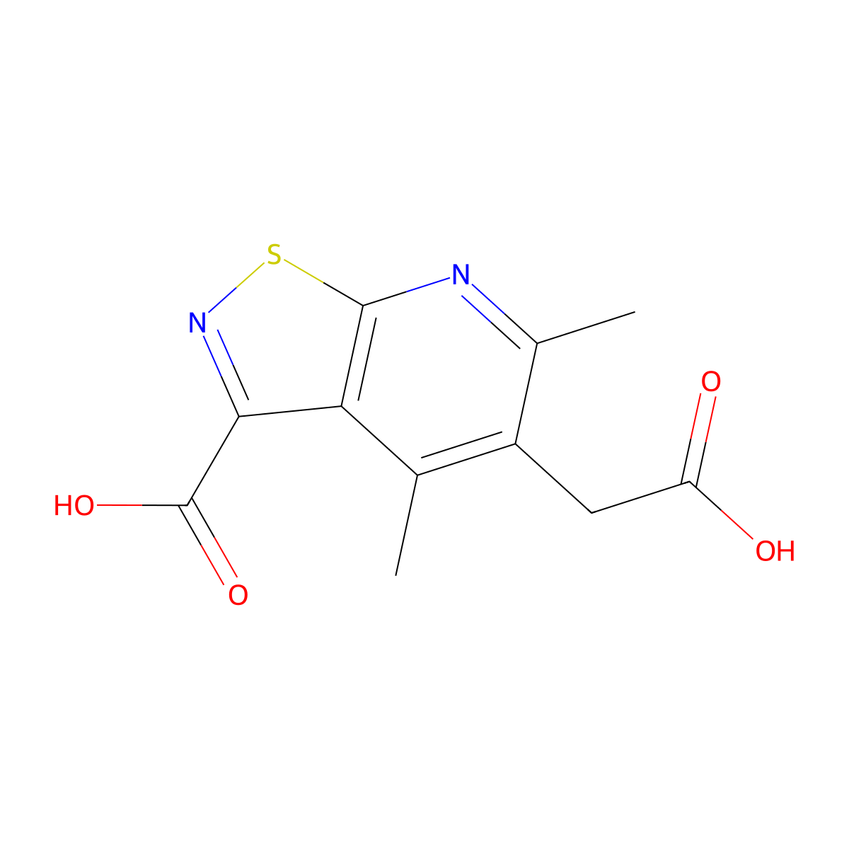 5-(Carboxymethyl)-4,6-dimethyl-[1,2]thiazolo[5,4-b]pyridine-3-carboxylic acid molecular structure, CAS 2060021-57-8