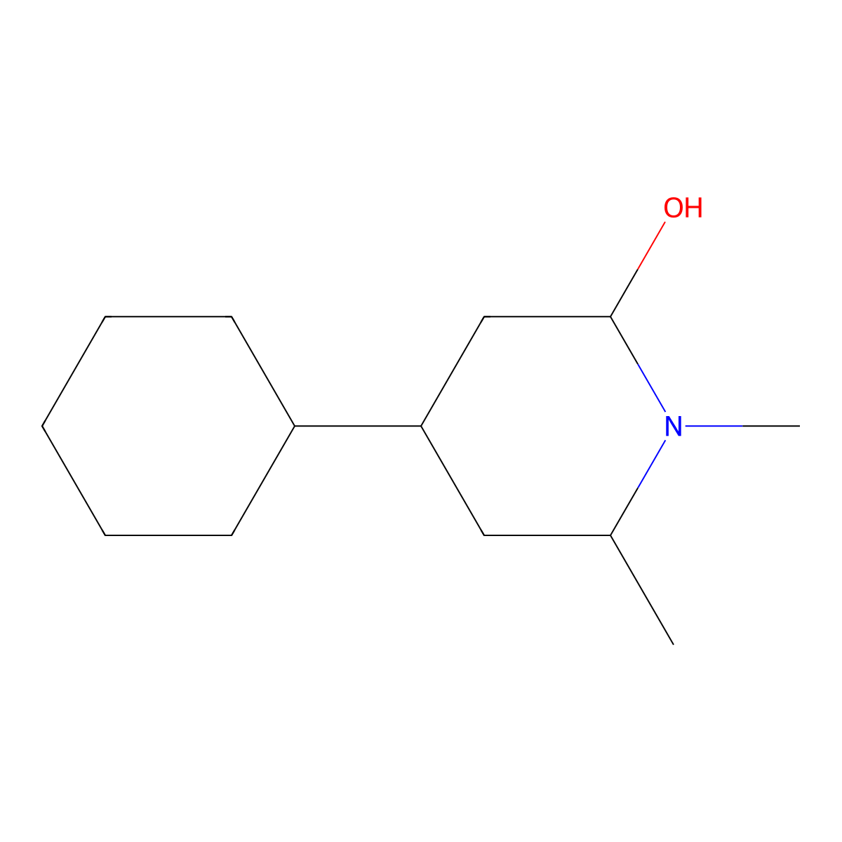 4-Cyclohexyl-1,6-dimethylpiperidin-2-ol molecular structure, CAS 2060021-58-9