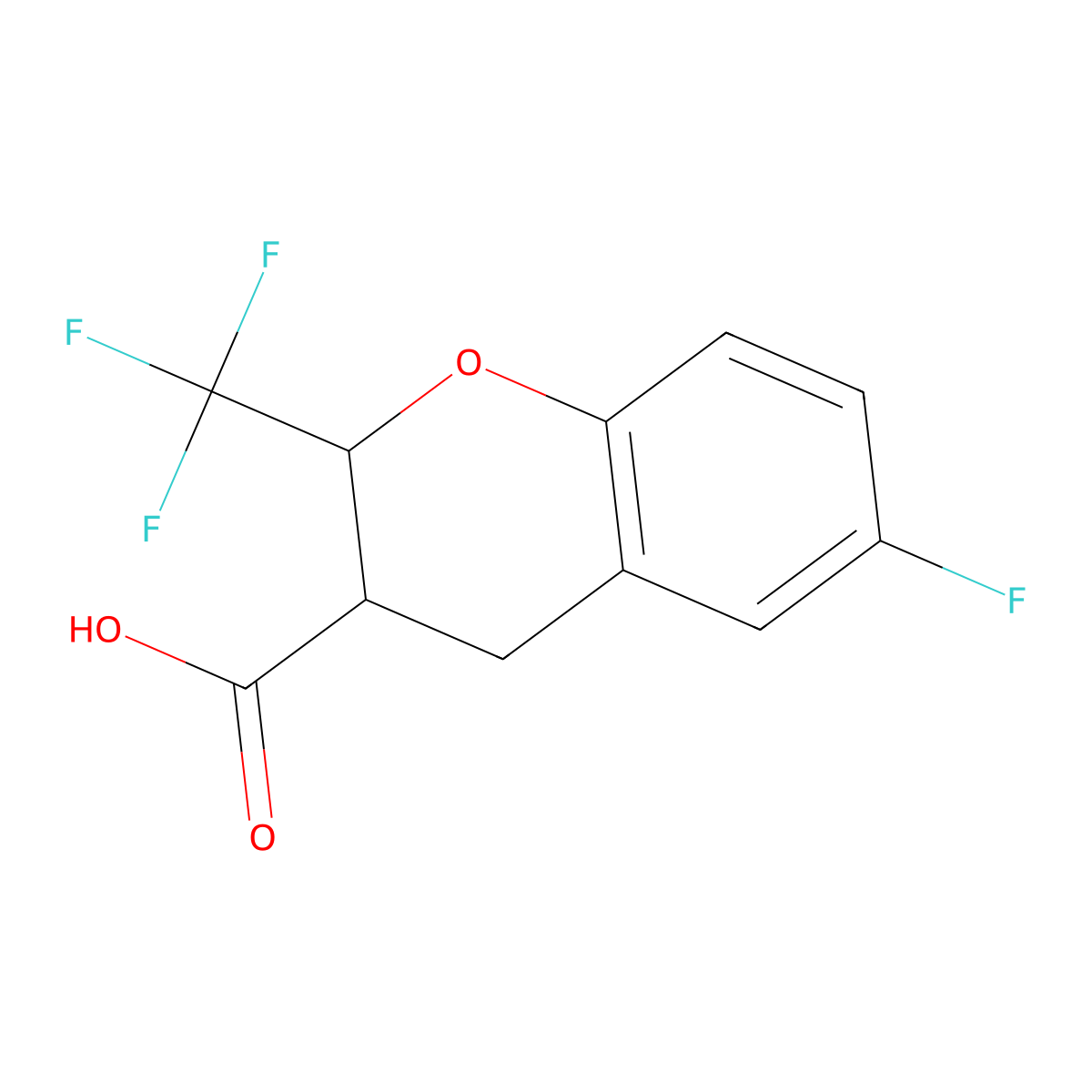 6-Fluoro-2-(trifluoromethyl)-3,4-dihydro-2H-1-benzopyran-3-carboxylic acid molecular structure, CAS 2060021-60-3