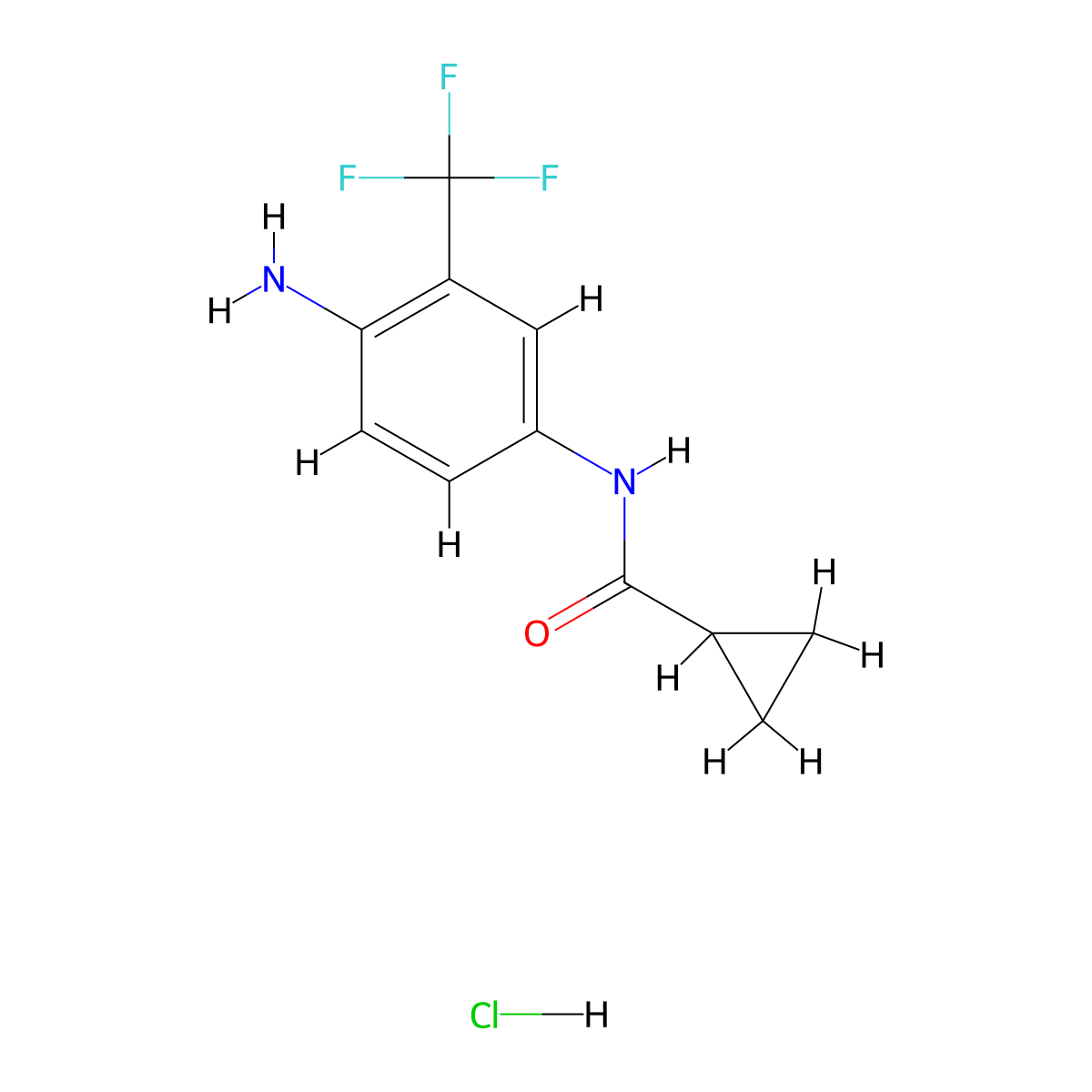 N-(4-amino-3-(trifluoromethyl)phenyl)cyclopropanecarboxamide hydrochloride molecular structure, CAS 2060021-70-5