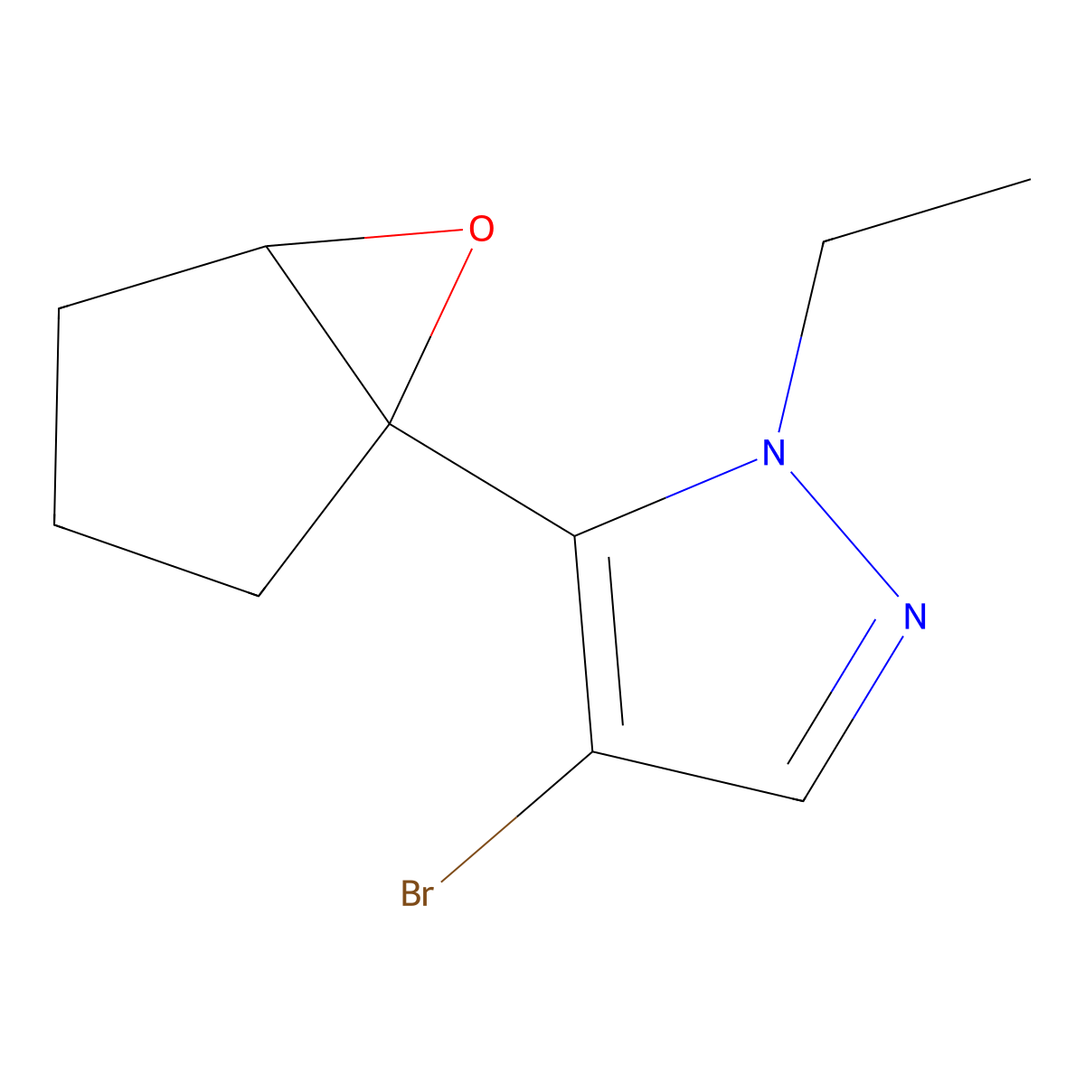 4-Bromo-1-ethyl-5-{6-oxabicyclo[3.1.0]hexan-1-yl}-1H-pyrazole molecular structure, CAS 2060021-71-6
