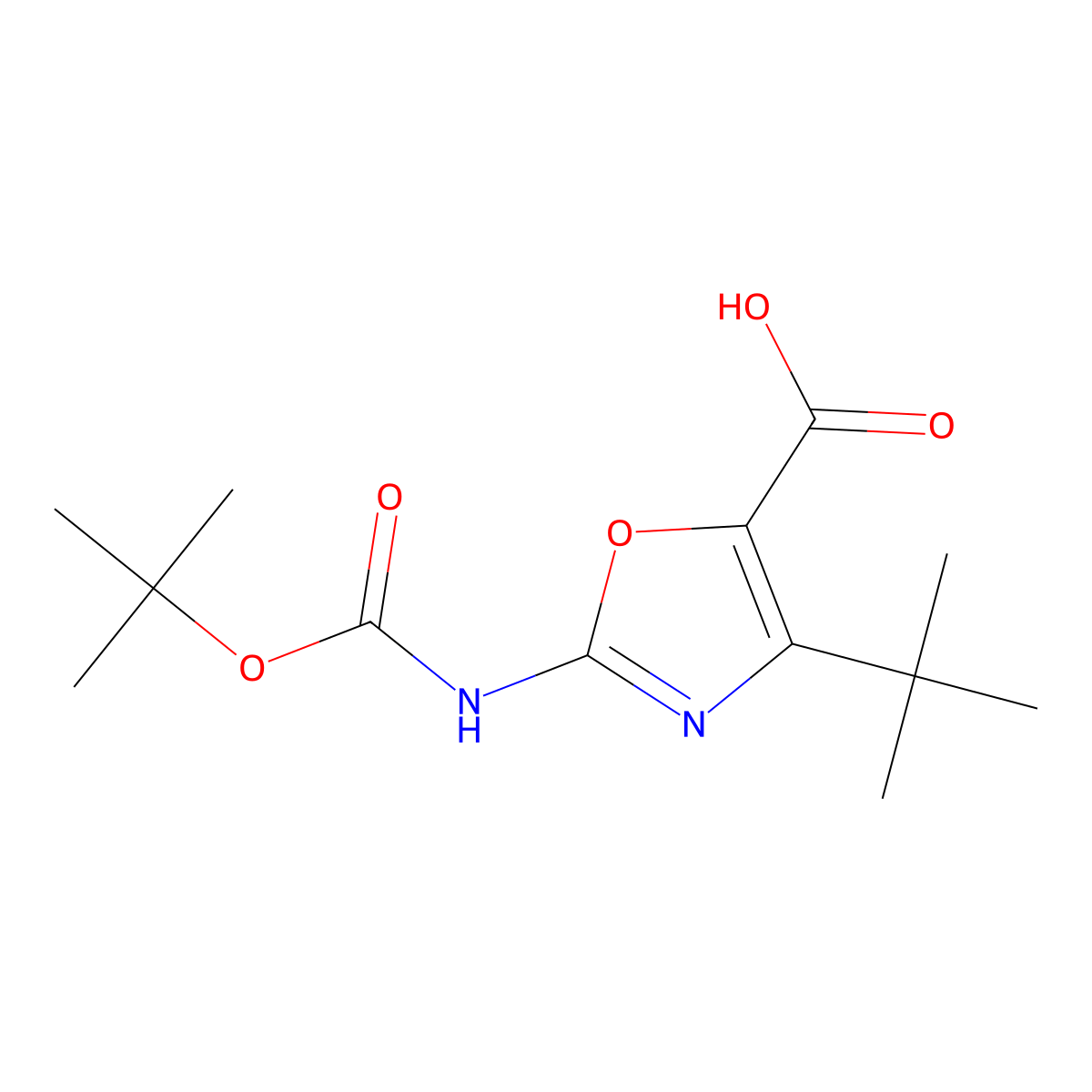 2-{[(Tert-butoxy)carbonyl]amino}-4-tert-butyl-1,3-oxazole-5-carboxylic acid molecular structure, CAS 2060021-74-9