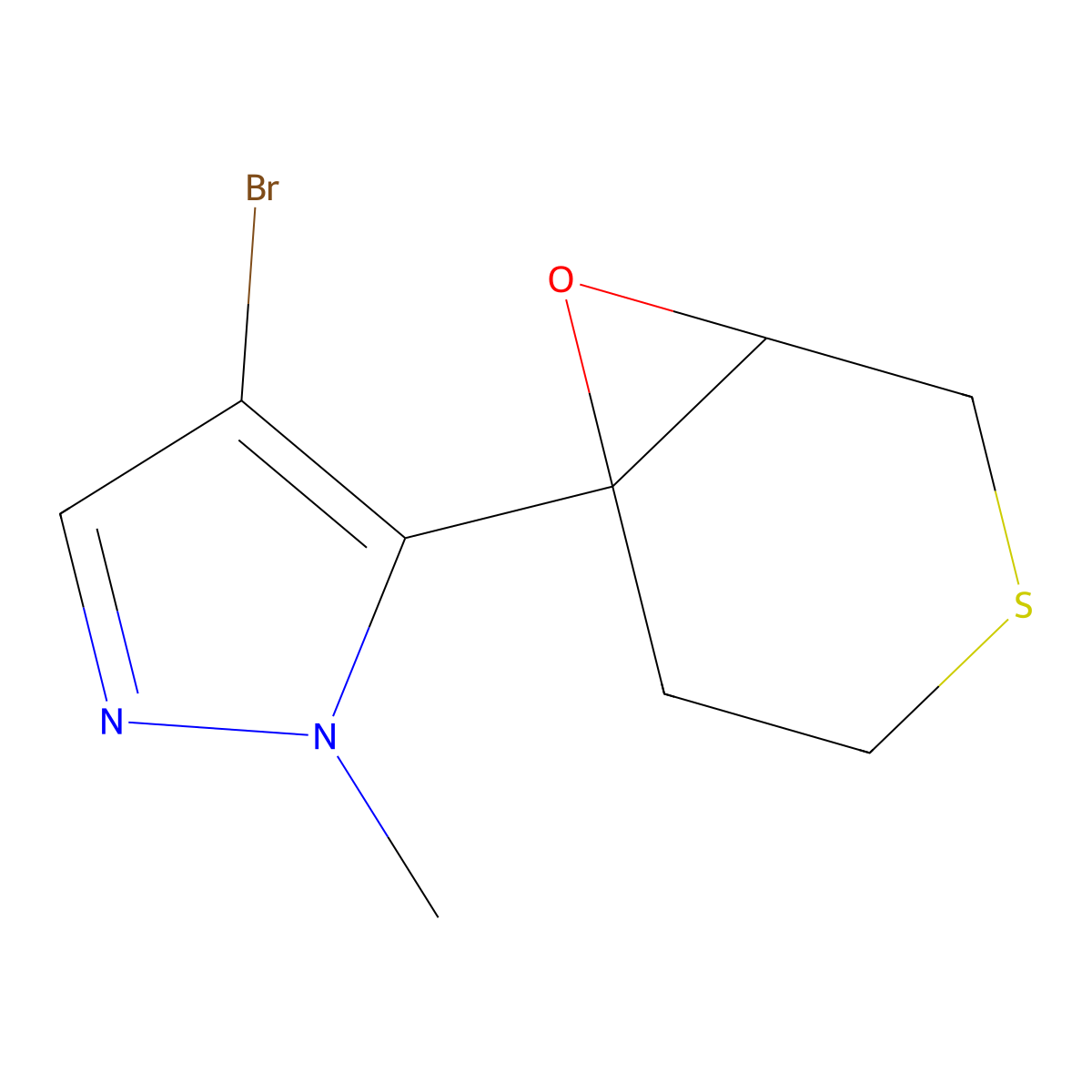 4-Bromo-1-methyl-5-{7-oxa-3-thiabicyclo[4.1.0]heptan-6-yl}-1H-pyrazole molecular structure, CAS 2060024-14-6