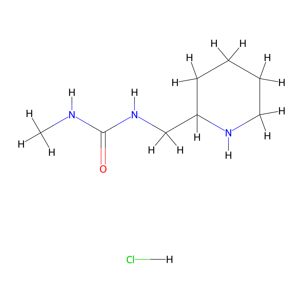 3-Methyl-1-[(piperidin-2-yl)methyl]urea hydrochloride molecular structure, CAS 2060024-20-4