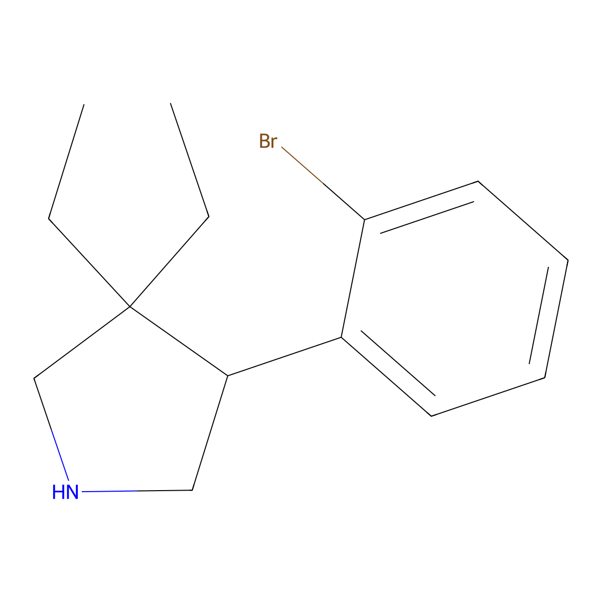 4-(2-Bromophenyl)-3,3-diethylpyrrolidine molecular structure, CAS 2060024-23-7