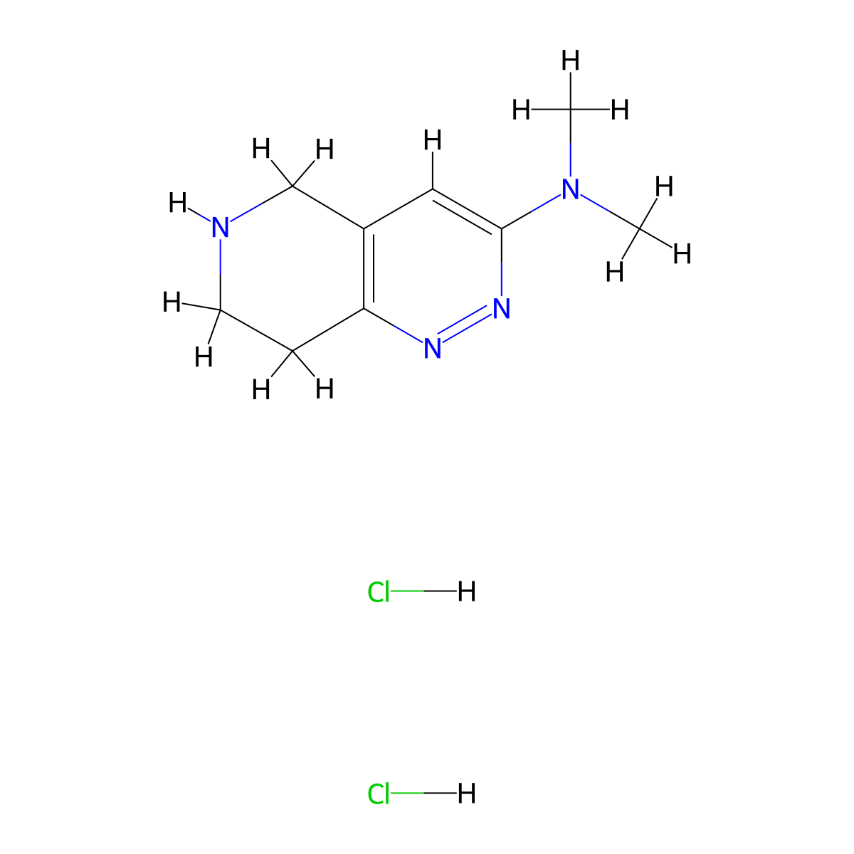 N,N-dimethyl-5H,6H,7H,8H-pyrido[4,3-c]pyridazin-3-amine dihydrochloride molecular structure, CAS 2060024-38-4