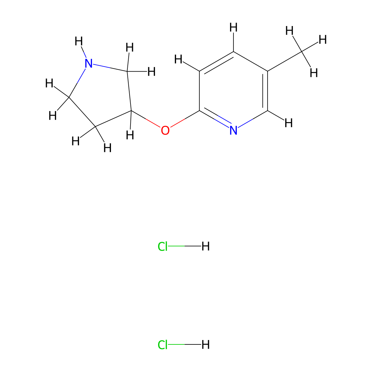 5-Methyl-2-(pyrrolidin-3-yloxy)pyridine dihydrochloride molecular structure, CAS 2060024-44-2