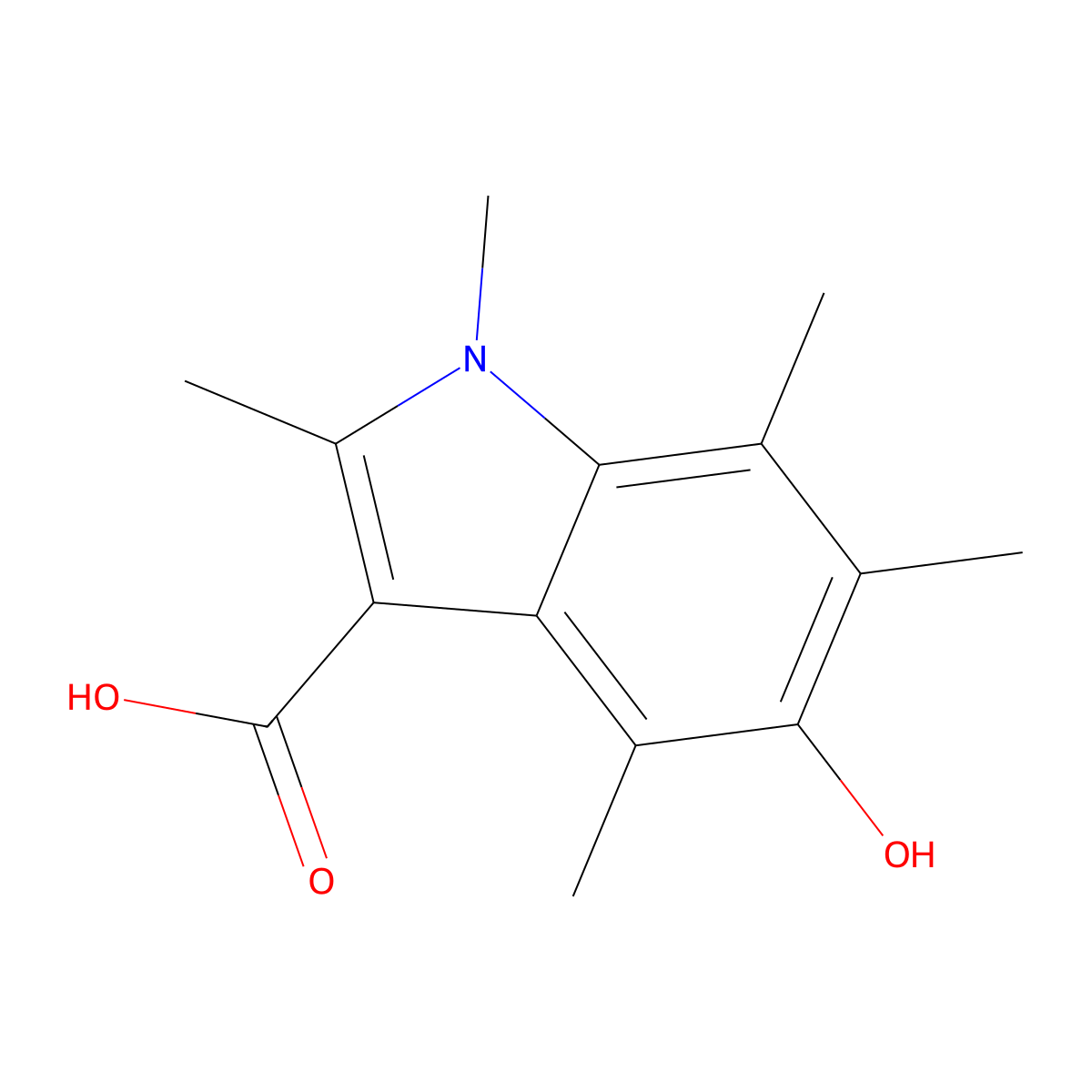 5-Hydroxy-1,2,4,6,7-pentamethyl-1H-indole-3-carboxylic acid molecular structure, CAS 2060024-52-2