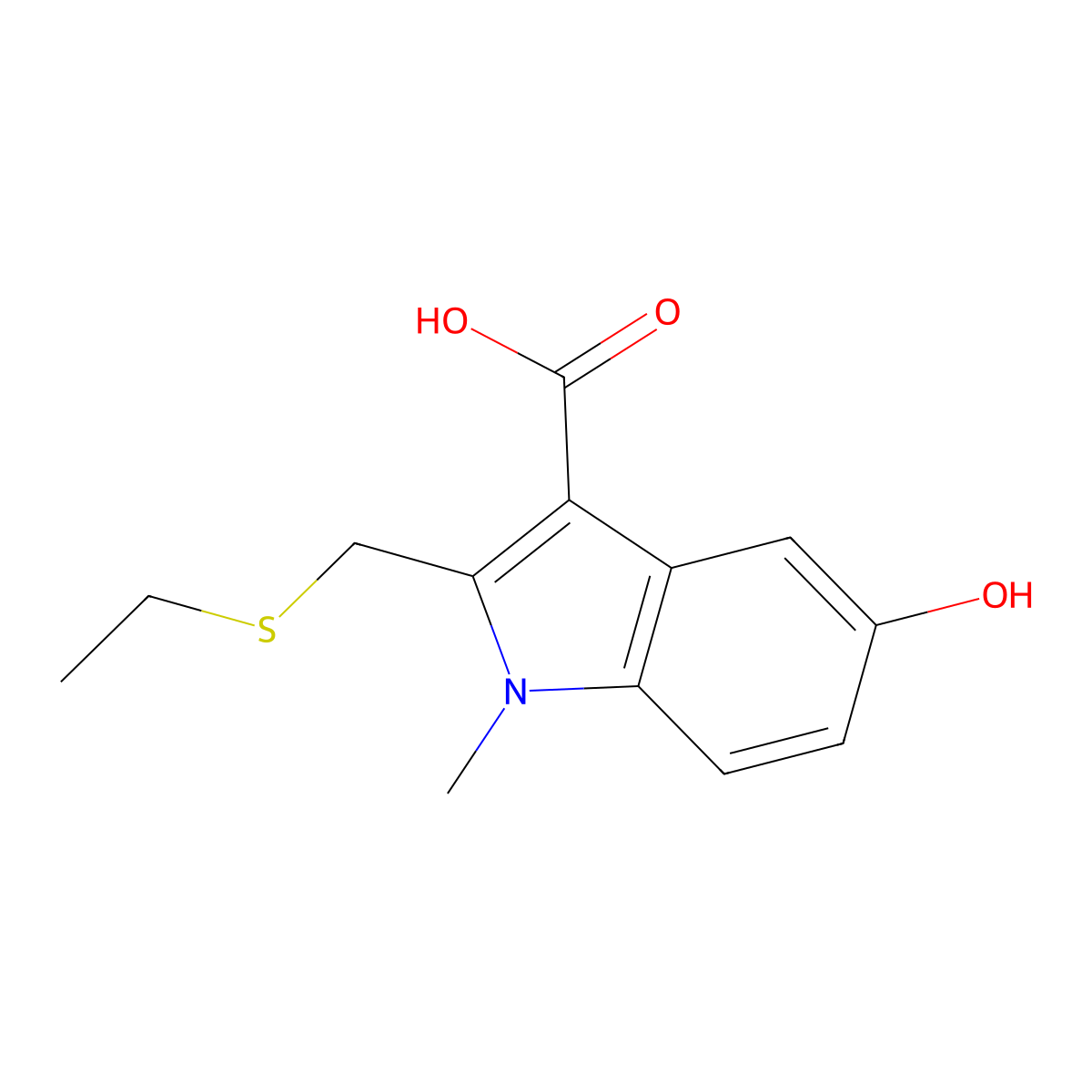 2-[(Ethylsulfanyl)methyl]-5-hydroxy-1-methyl-1H-indole-3-carboxylic acid molecular structure, CAS 2060024-63-5