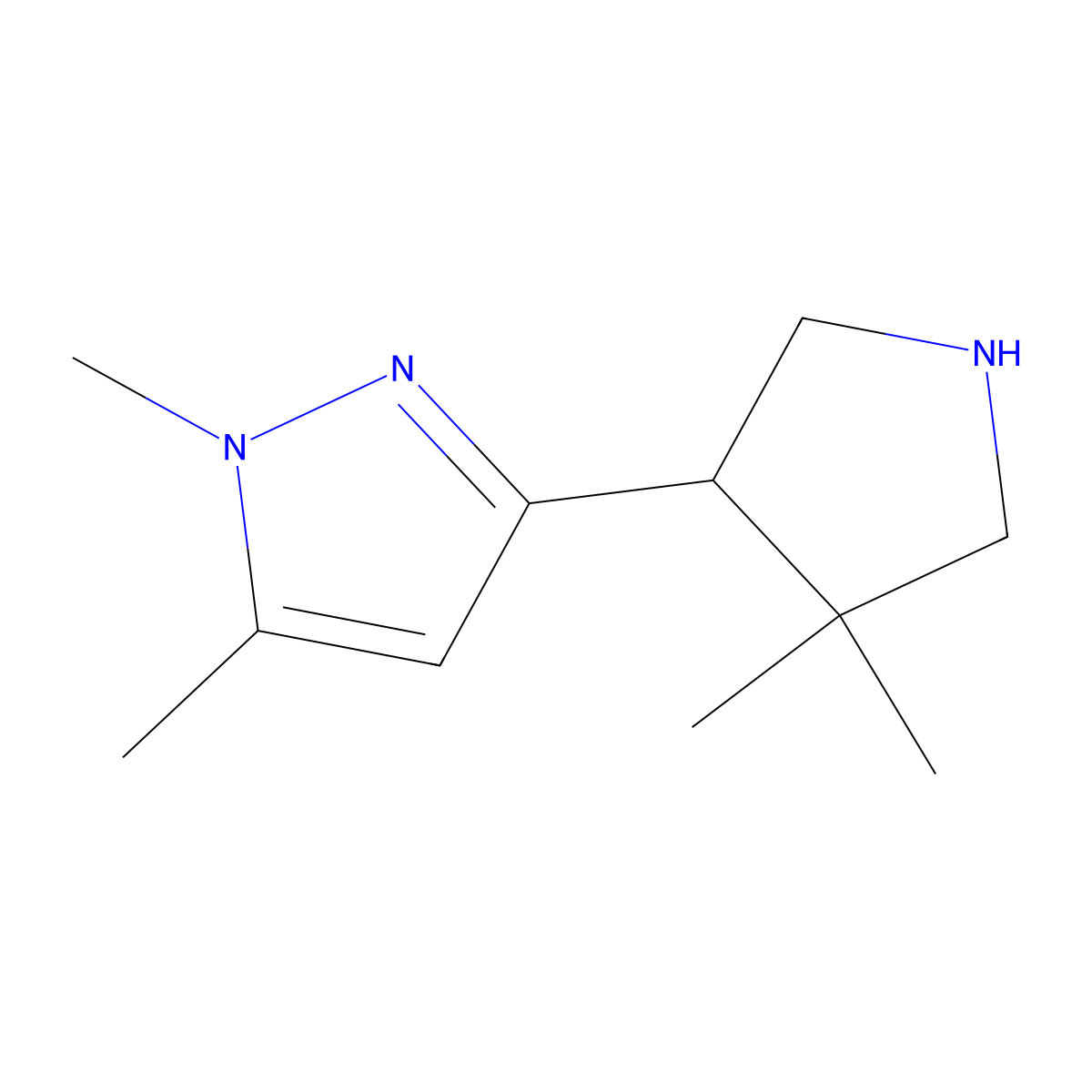 3-(4,4-Dimethylpyrrolidin-3-yl)-1,5-dimethyl-1H-pyrazole molecular structure, CAS 2060024-84-0