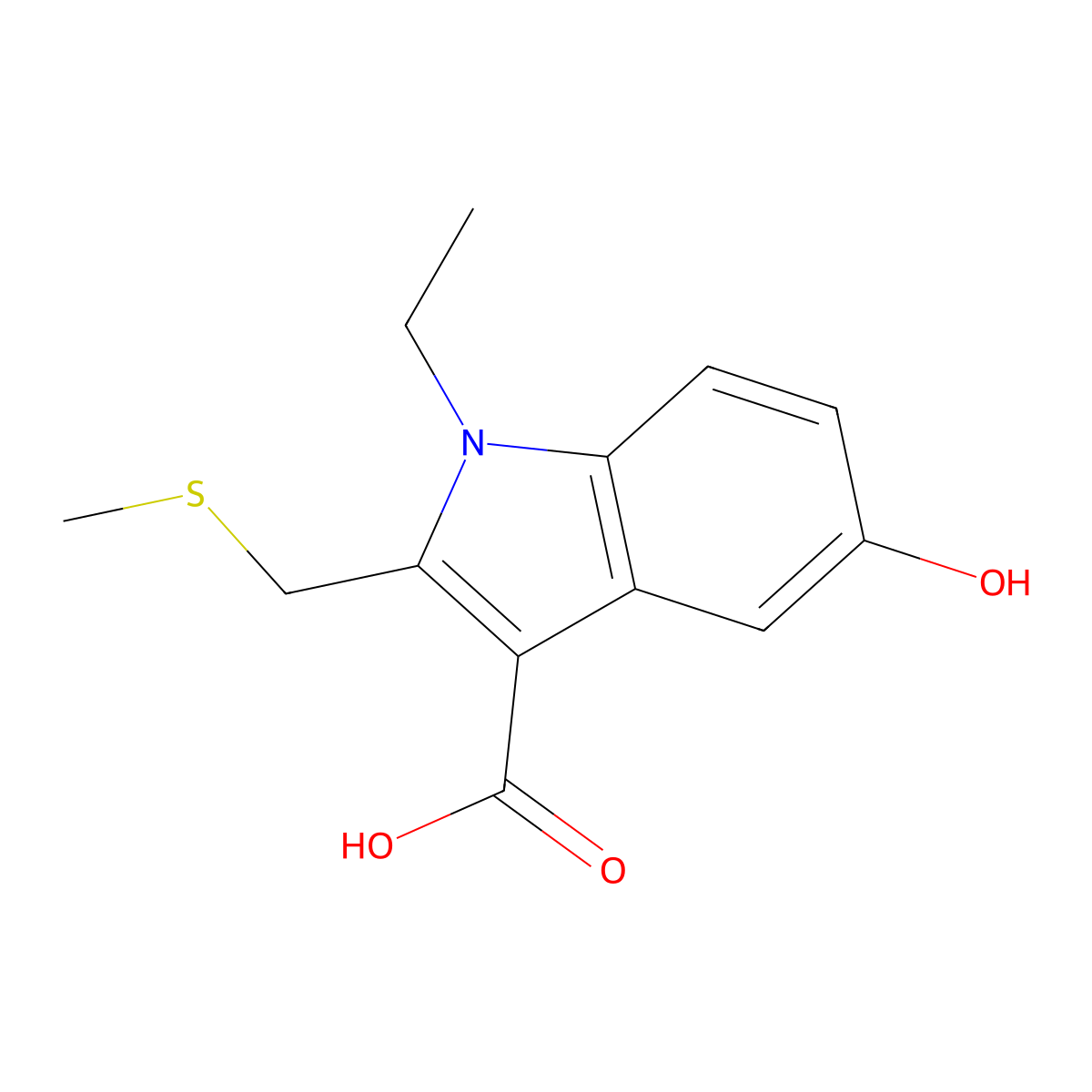 1-Ethyl-5-hydroxy-2-[(methylsulfanyl)methyl]-1H-indole-3-carboxylic acid molecular structure, CAS 2060024-85-1