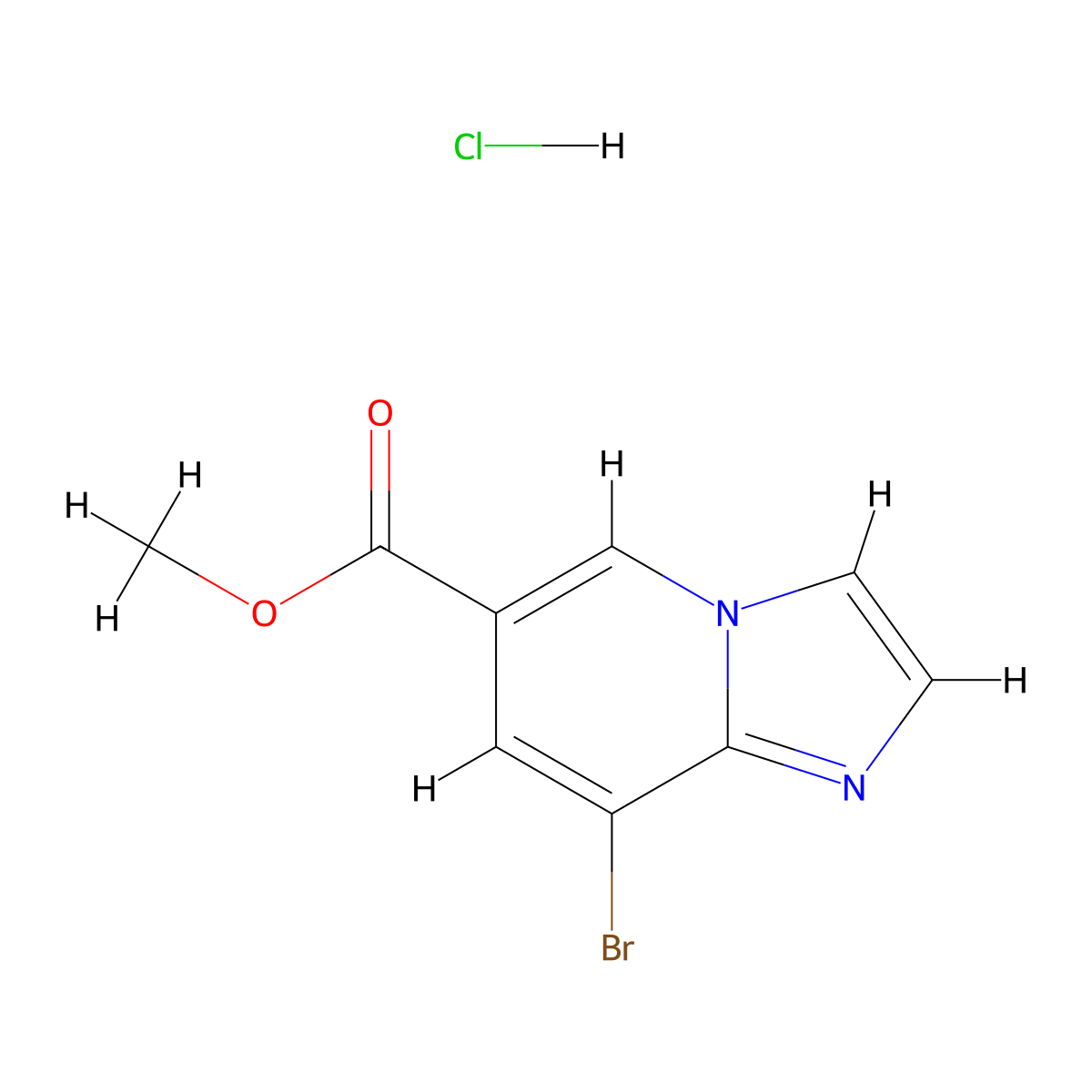 Methyl 8-bromoimidazo[1,2-a]pyridine-6-carboxylate hydrochloride molecular structure, CAS 2060024-86-2