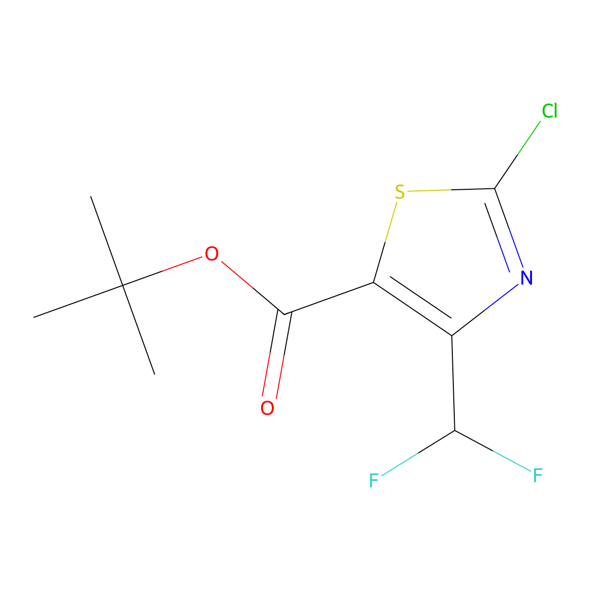 Tert-butyl 2-chloro-4-(difluoromethyl)-1,3-thiazole-5-carboxylate molecular structure, CAS 2060024-91-9