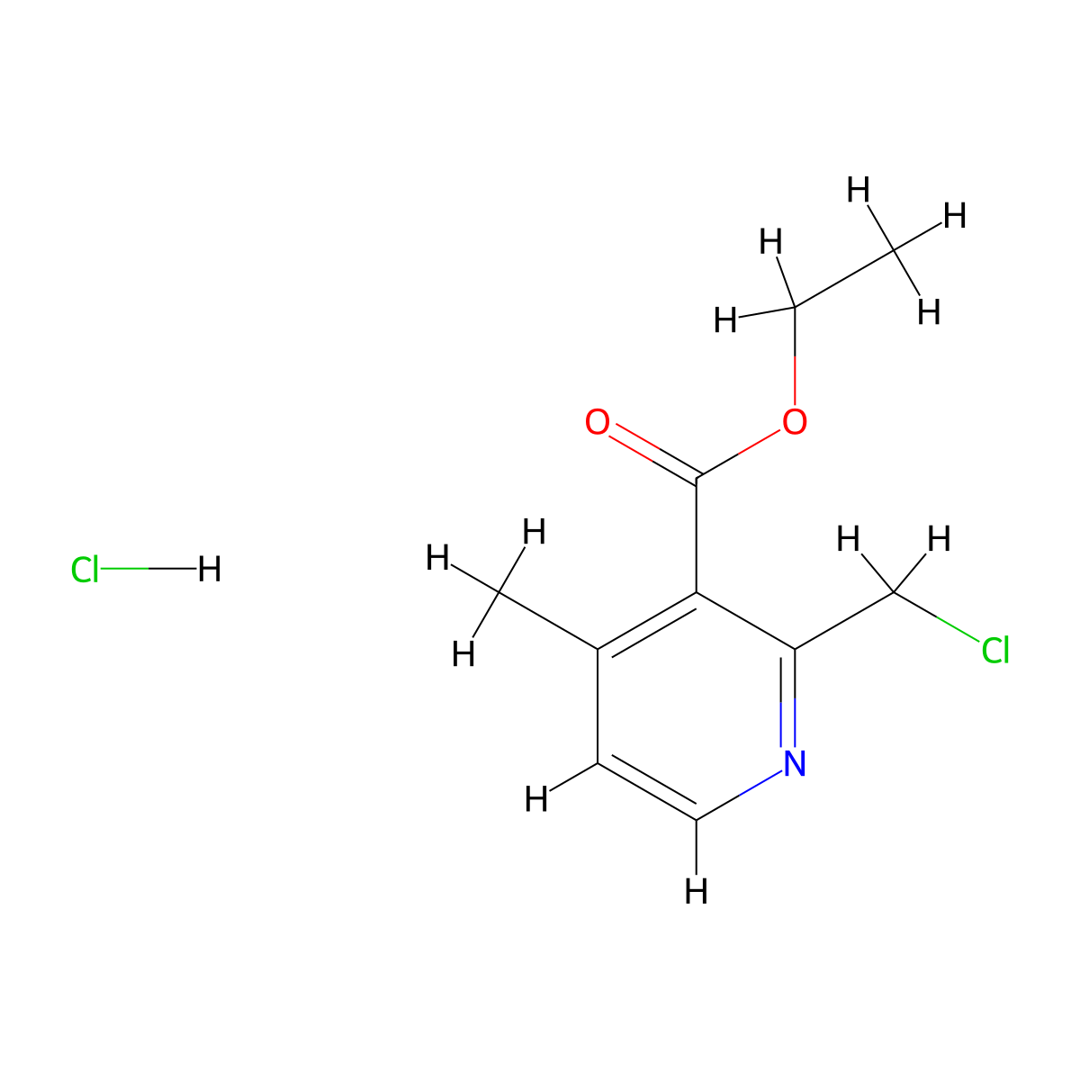 Ethyl 2-(chloromethyl)-4-methylpyridine-3-carboxylate hydrochloride molecular structure, CAS 2060024-96-4