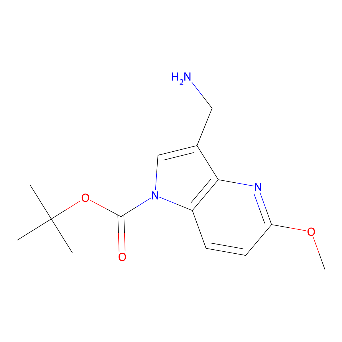 tert-Butyl 3-(aminomethyl)-5-methoxy-1H-pyrrolo[3,2-b]pyridine-1-carboxylate molecular structure, CAS 2060025-02-5