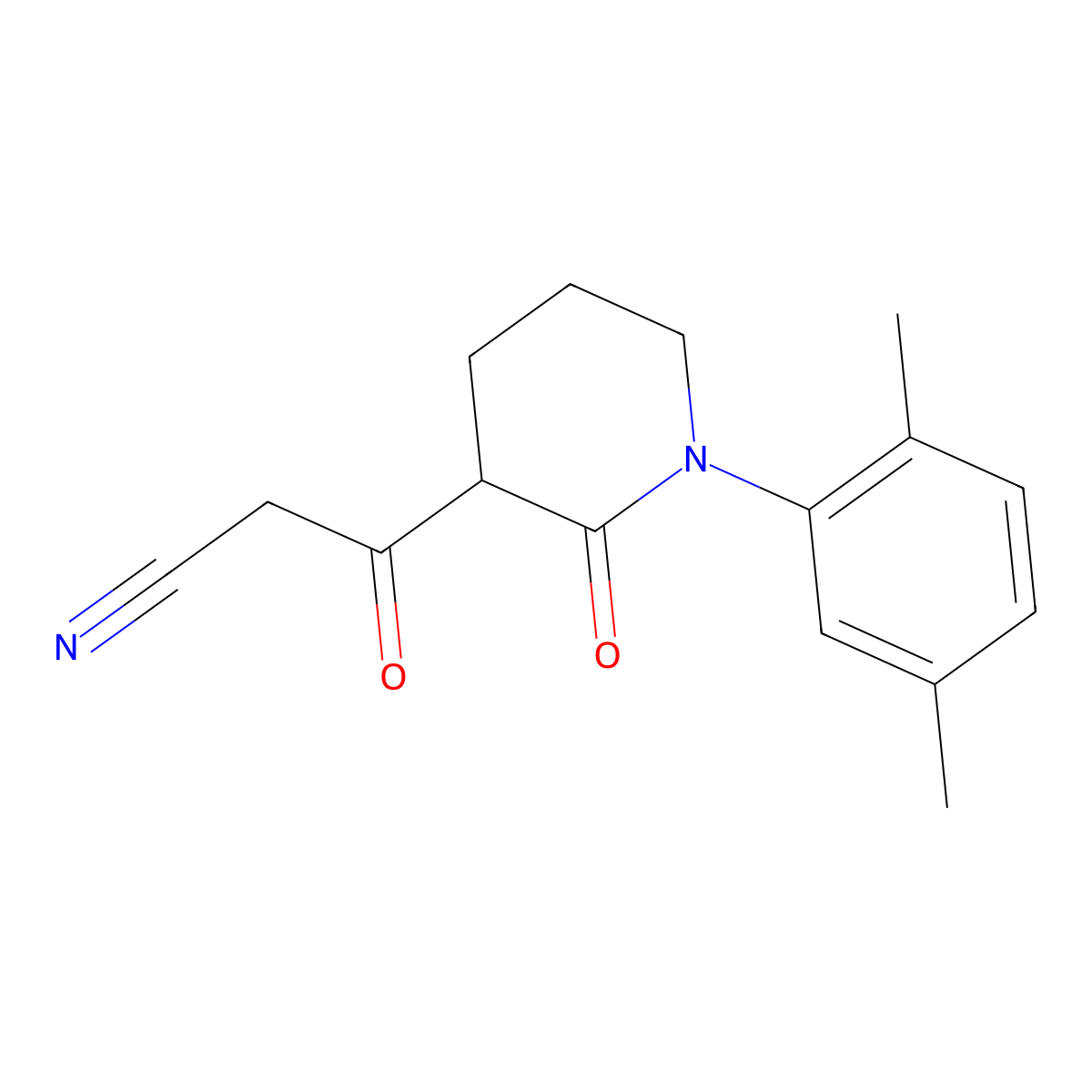 3-[1-(2,5-Dimethylphenyl)-2-oxopiperidin-3-yl]-3-oxopropanenitrile molecular structure, CAS 2060025-11-6