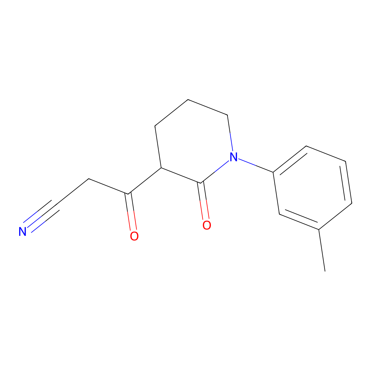 3-[1-(3-Methylphenyl)-2-oxopiperidin-3-yl]-3-oxopropanenitrile molecular structure, CAS 2060025-16-1