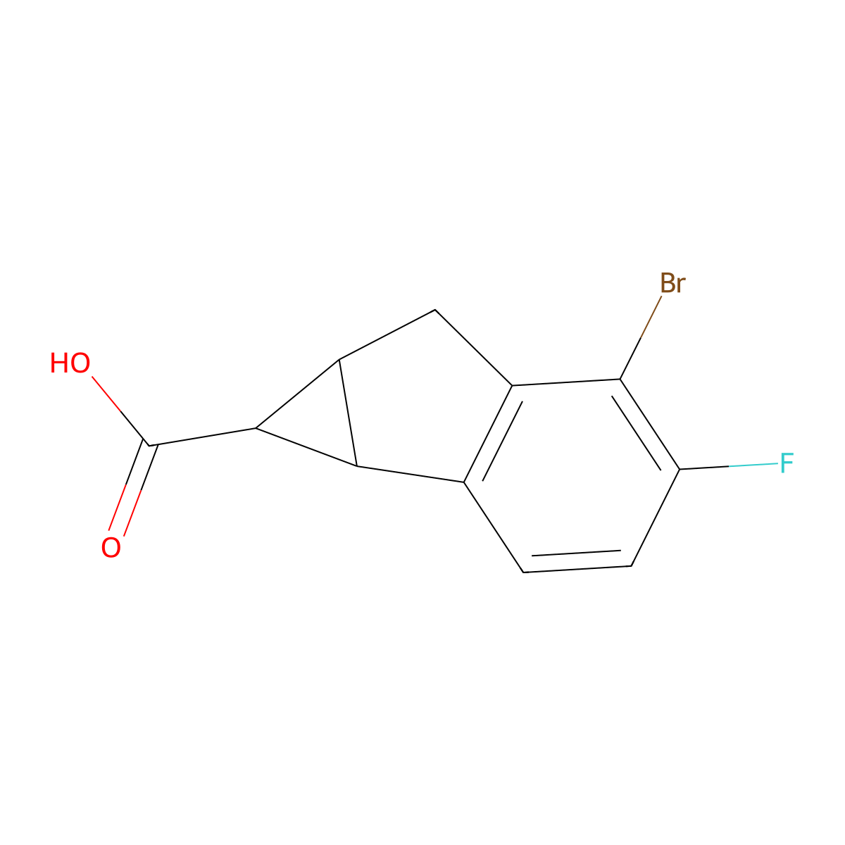 5-Bromo-4-fluoro-1H,1aH,6H,6aH-cyclopropa[a]indene-1-carboxylic acid molecular structure, CAS 2060025-18-3