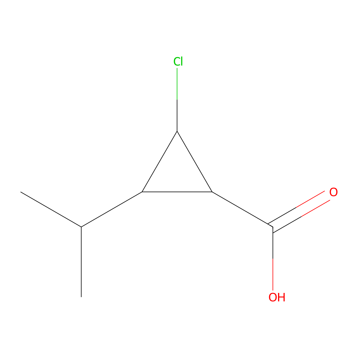 2-Chloro-3-(propan-2-yl)cyclopropane-1-carboxylic acid molecular structure, CAS 2060025-22-9