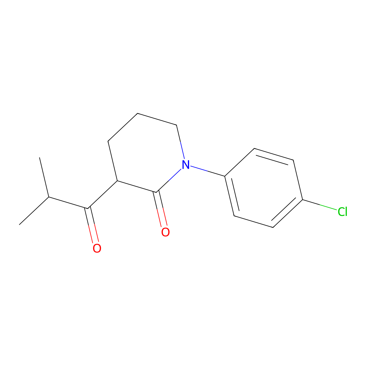 1-(4-Chlorophenyl)-3-(2-methylpropanoyl)piperidin-2-one molecular structure, CAS 2060025-28-5