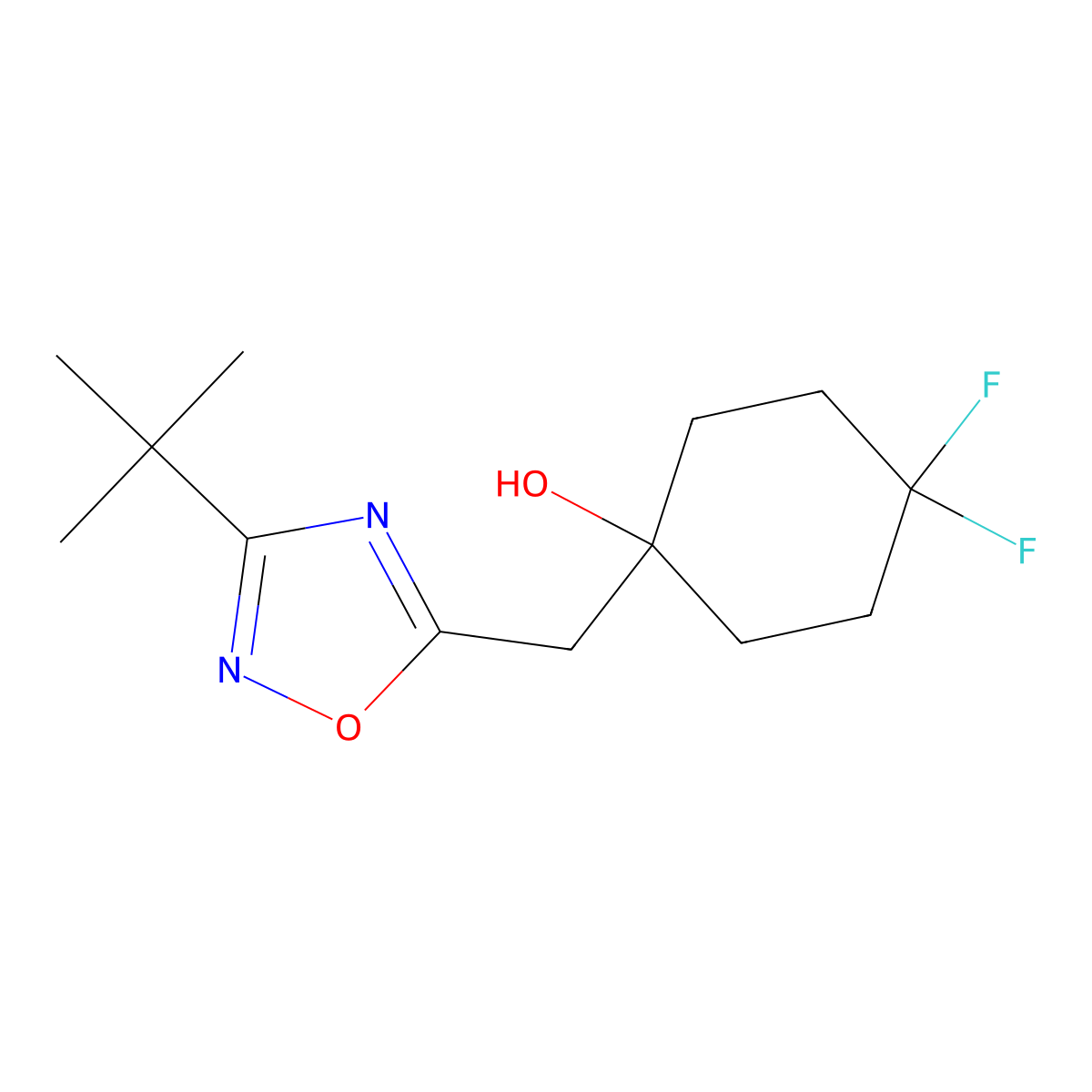 1-[(3-tert-Butyl-1,2,4-oxadiazol-5-yl)methyl]-4,4-difluorocyclohexan-1-ol molecular structure, CAS 2060025-31-0