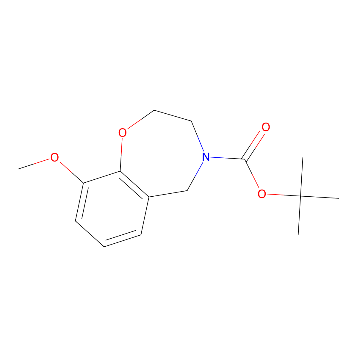 tert-Butyl 9-methoxy-2,3,4,5-tetrahydro-1,4-benzoxazepine-4-carboxylate molecular structure, CAS 2060025-35-4