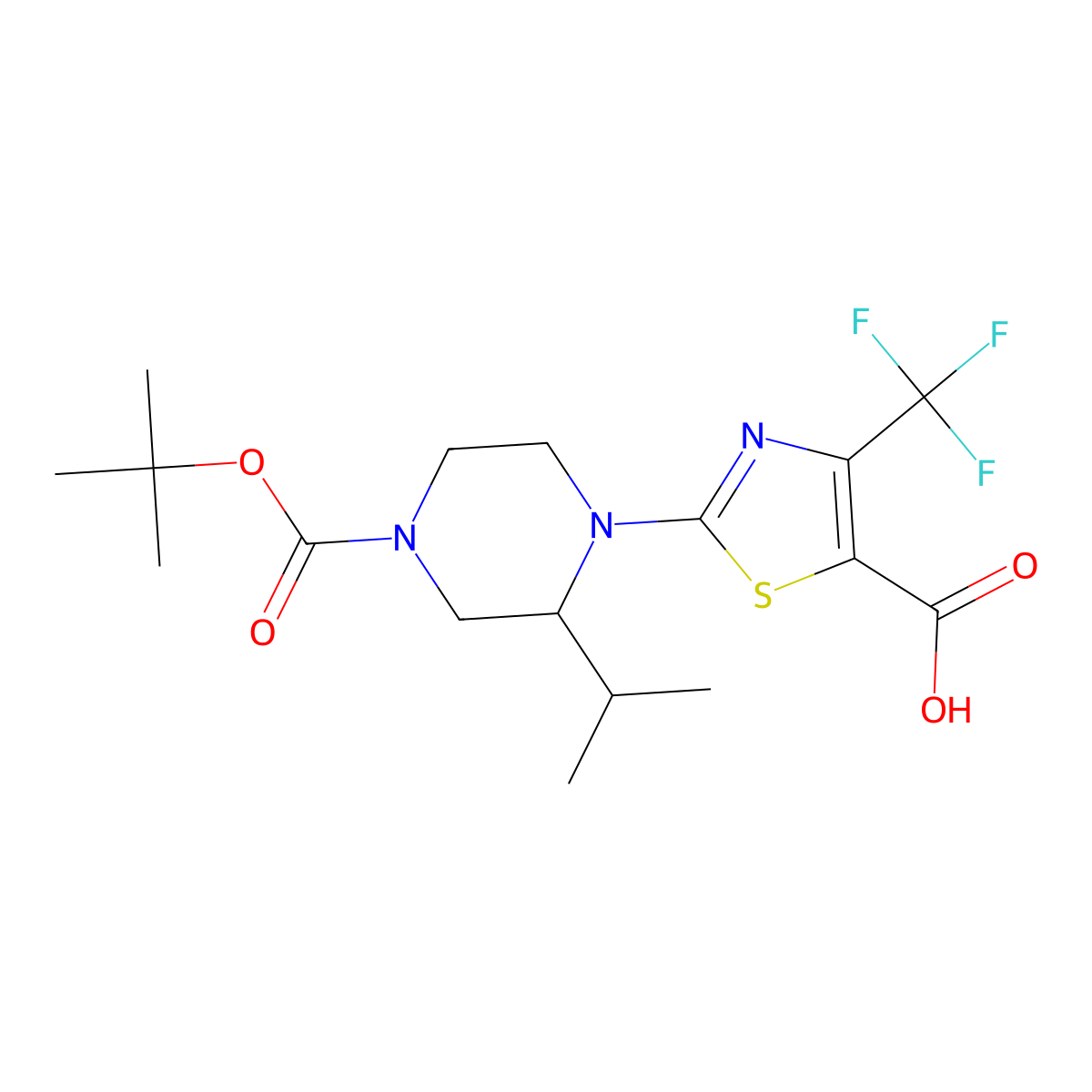 2-{4-[(Tert-butoxy)carbonyl]-2-(propan-2-yl)piperazin-1-yl}-4-(trifluoromethyl)-1,3-thiazole-5-carboxylic acid molecular structure, CAS 2060025-37-6
