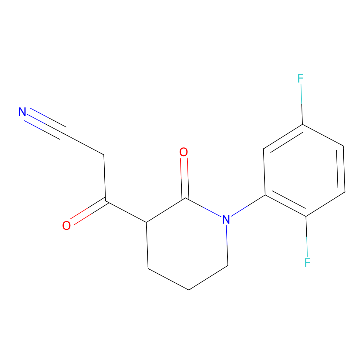 3-[1-(2,5-Difluorophenyl)-2-oxopiperidin-3-yl]-3-oxopropanenitrile molecular structure, CAS 2060025-41-2