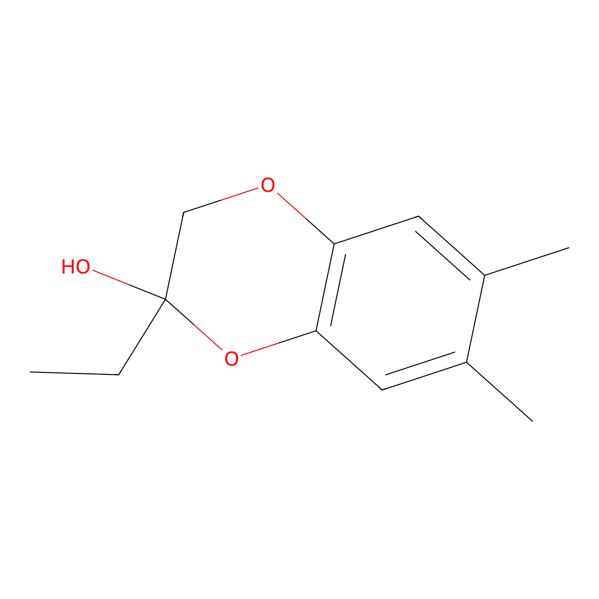 2-Ethyl-6,7-dimethyl-2,3-dihydro-1,4-benzodioxin-2-ol molecular structure, CAS 2060025-45-6