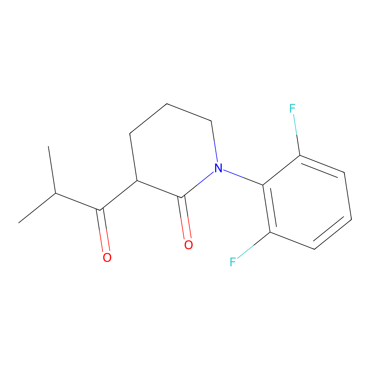 1-(2,6-Difluorophenyl)-3-(2-methylpropanoyl)piperidin-2-one molecular structure, CAS 2060025-48-9