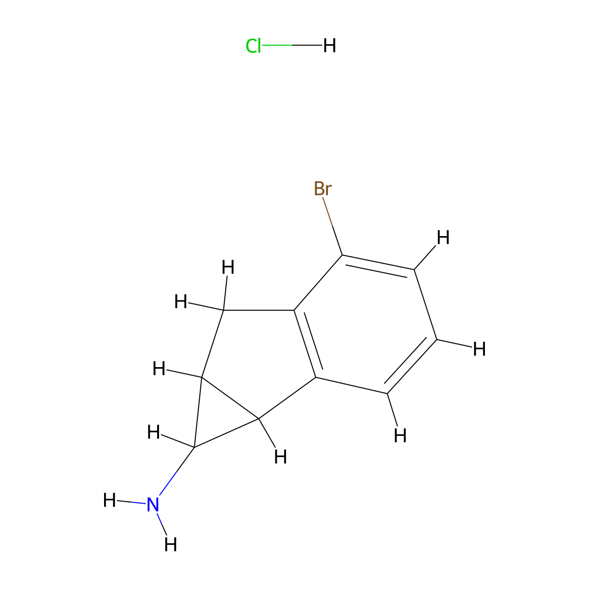 5-bromo-1H,1aH,6H,6aH-cyclopropa[a]inden-1-amine hydrochloride molecular structure, CAS 2060025-52-5