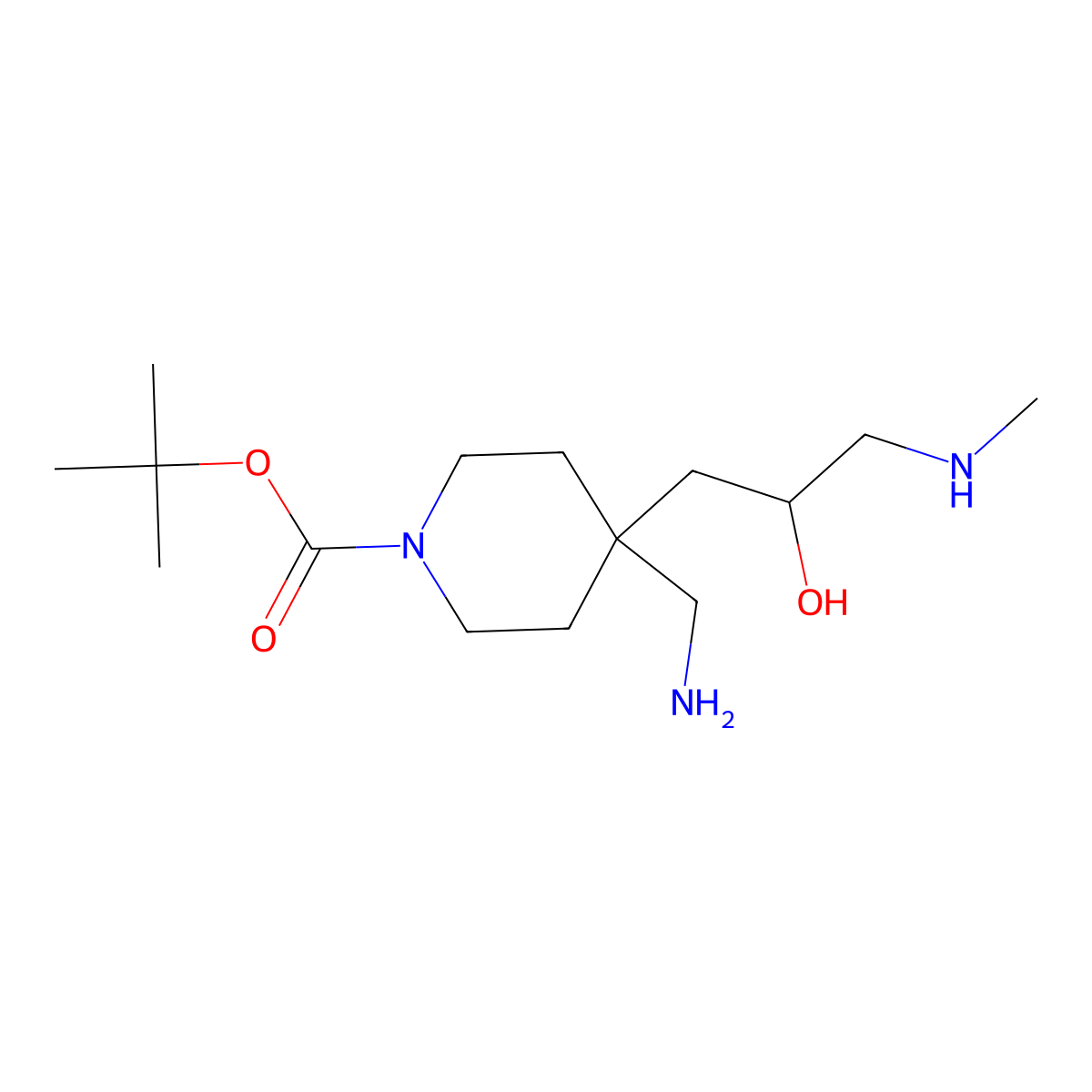 tert-Butyl 4-(aminomethyl)-4-[2-hydroxy-3-(methylamino)propyl]piperidine-1-carboxylate molecular structure, CAS 2060025-53-6