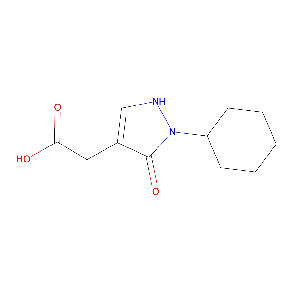 2-(2-Cyclohexyl-3-oxo-2,3-dihydro-1H-pyrazol-4-yl)acetic acid molecular structure, CAS 2060025-55-8