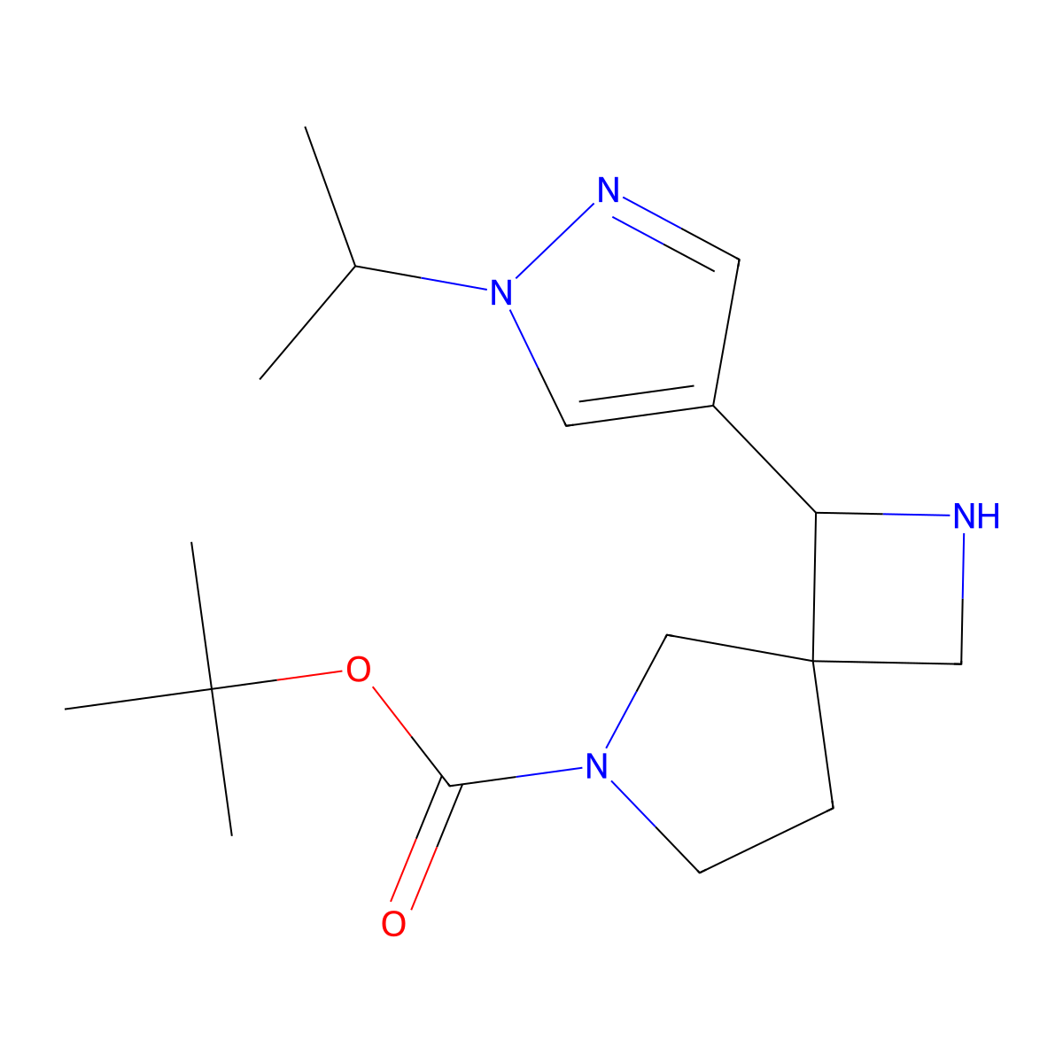 tert-Butyl 1-[1-(propan-2-yl)-1H-pyrazol-4-yl]-2,6-diazaspiro[3.4]octane-6-carboxylate molecular structure, CAS 2060025-61-6
