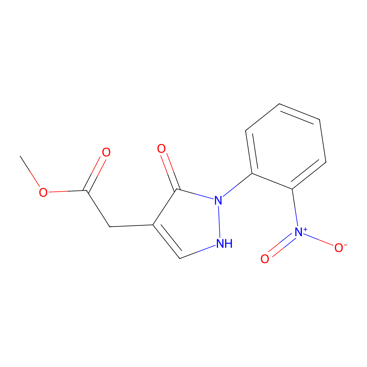 Methyl 2-[2-(2-nitrophenyl)-3-oxo-2,3-dihydro-1H-pyrazol-4-yl]acetate molecular structure, CAS 2060025-62-7