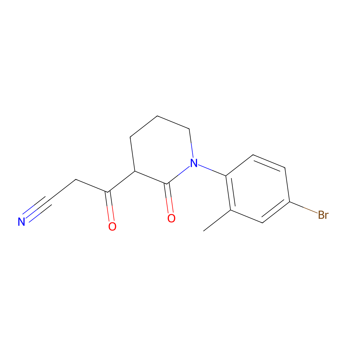 3-[1-(4-Bromo-2-methylphenyl)-2-oxopiperidin-3-yl]-3-oxopropanenitrile molecular structure, CAS 2060025-63-8