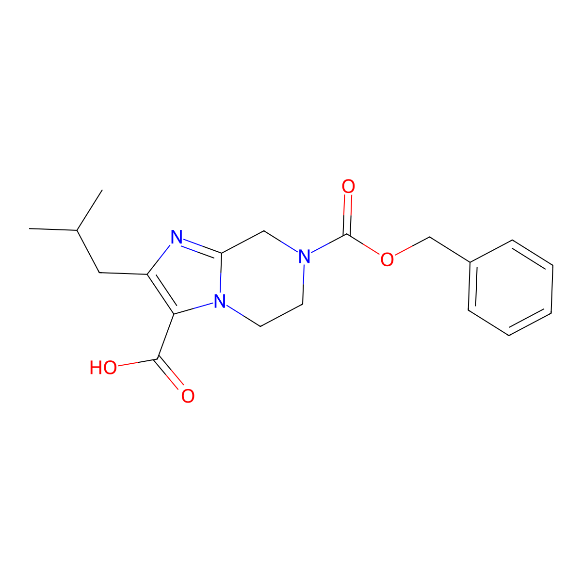 7-[(Benzyloxy)carbonyl]-2-(2-methylpropyl)-5H,6H,7H,8H-imidazo[1,2-a]pyrazine-3-carboxylic acid molecular structure, CAS 2060025-66-1