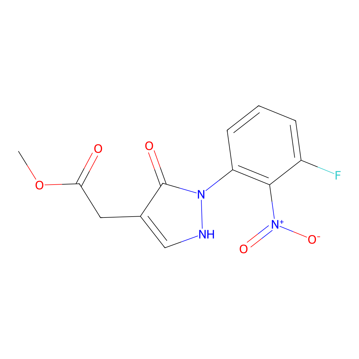 Methyl 2-[2-(3-fluoro-2-nitrophenyl)-3-oxo-2,3-dihydro-1H-pyrazol-4-yl]acetate molecular structure, CAS 2060025-69-4