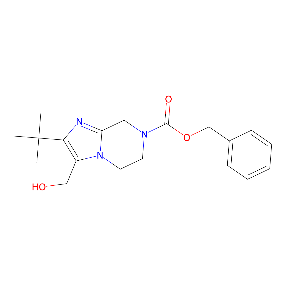 Benzyl 2-tert-butyl-3-(hydroxymethyl)-5H,6H,7H,8H-imidazo[1,2-a]pyrazine-7-carboxylate molecular structure, CAS 2060025-72-9