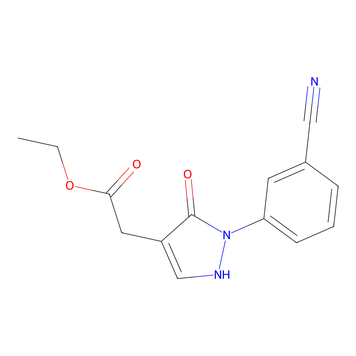 Ethyl 2-[2-(3-cyanophenyl)-3-oxo-2,3-dihydro-1H-pyrazol-4-yl]acetate molecular structure, CAS 2060025-78-5