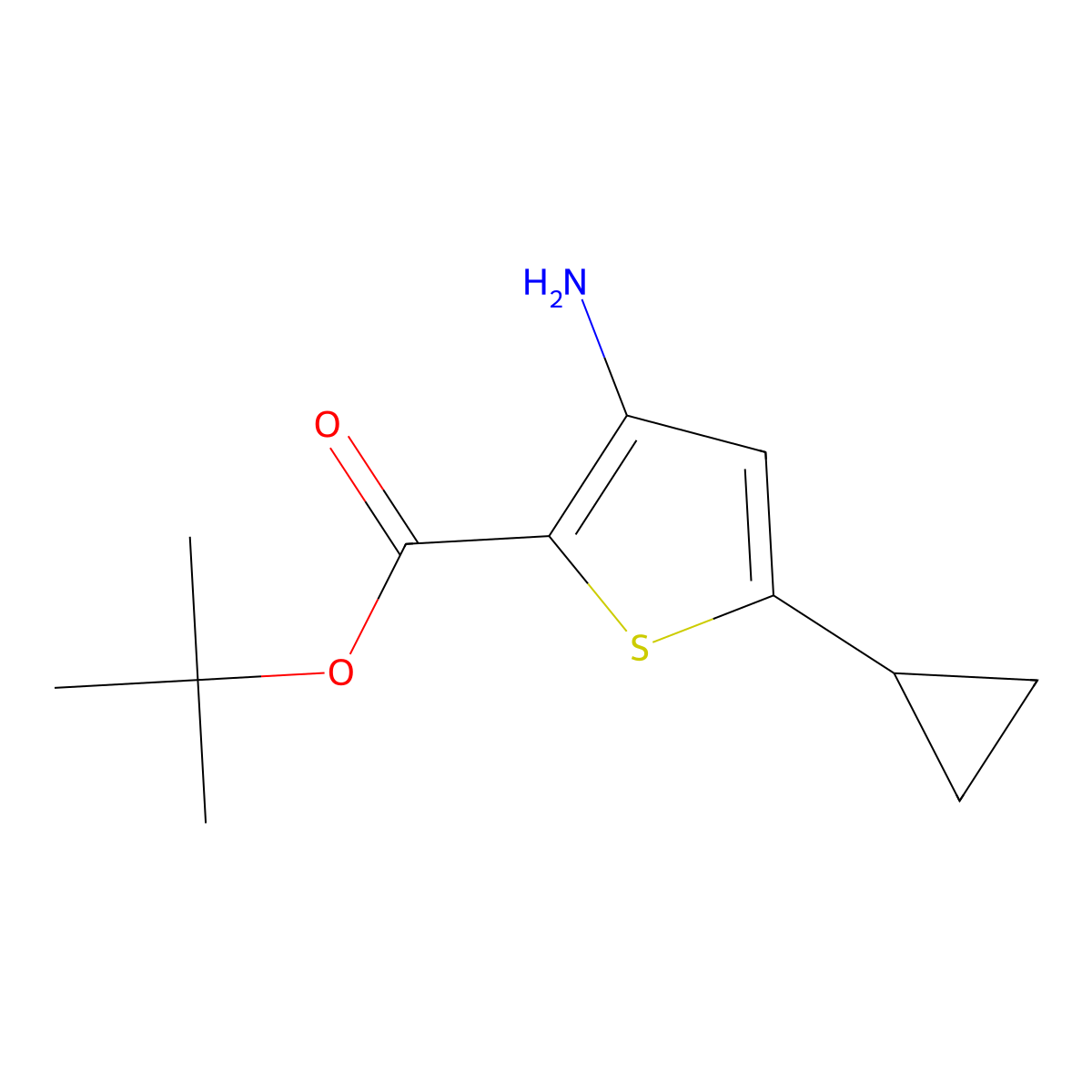 tert-Butyl 3-amino-5-cyclopropylthiophene-2-carboxylate molecular structure, CAS 2060025-82-1