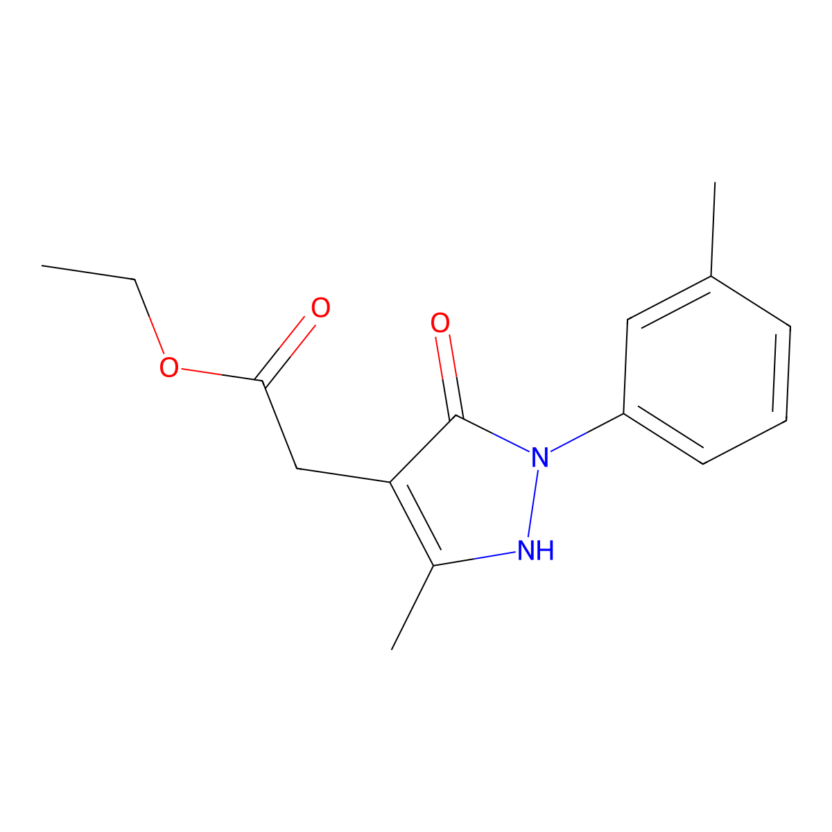 Ethyl 2-[5-methyl-2-(3-methylphenyl)-3-oxo-2,3-dihydro-1H-pyrazol-4-yl]acetate molecular structure, CAS 2060025-83-2