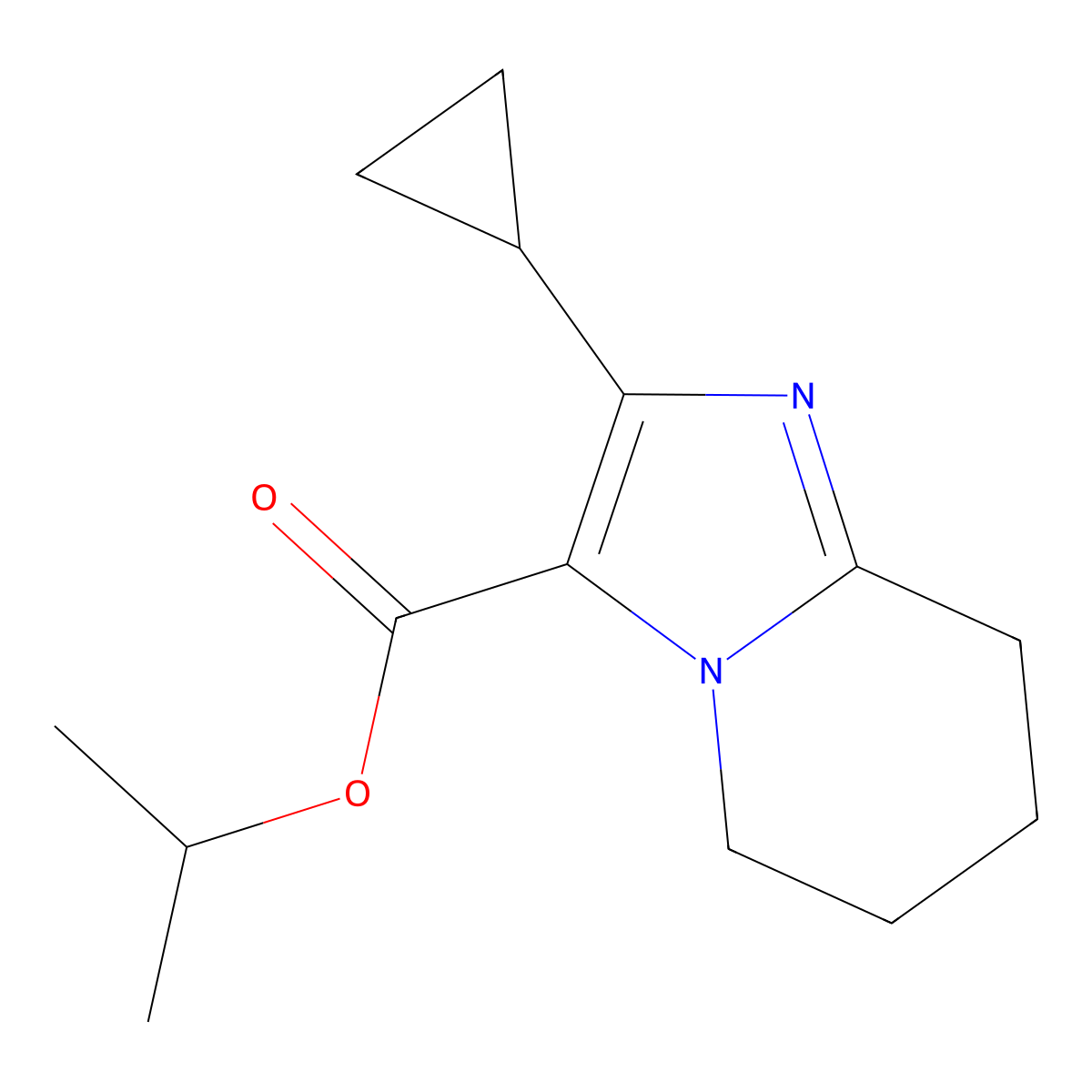 Propan-2-yl 2-cyclopropyl-5H,6H,7H,8H-imidazo[1,2-a]pyridine-3-carboxylate molecular structure, CAS 2060025-90-1